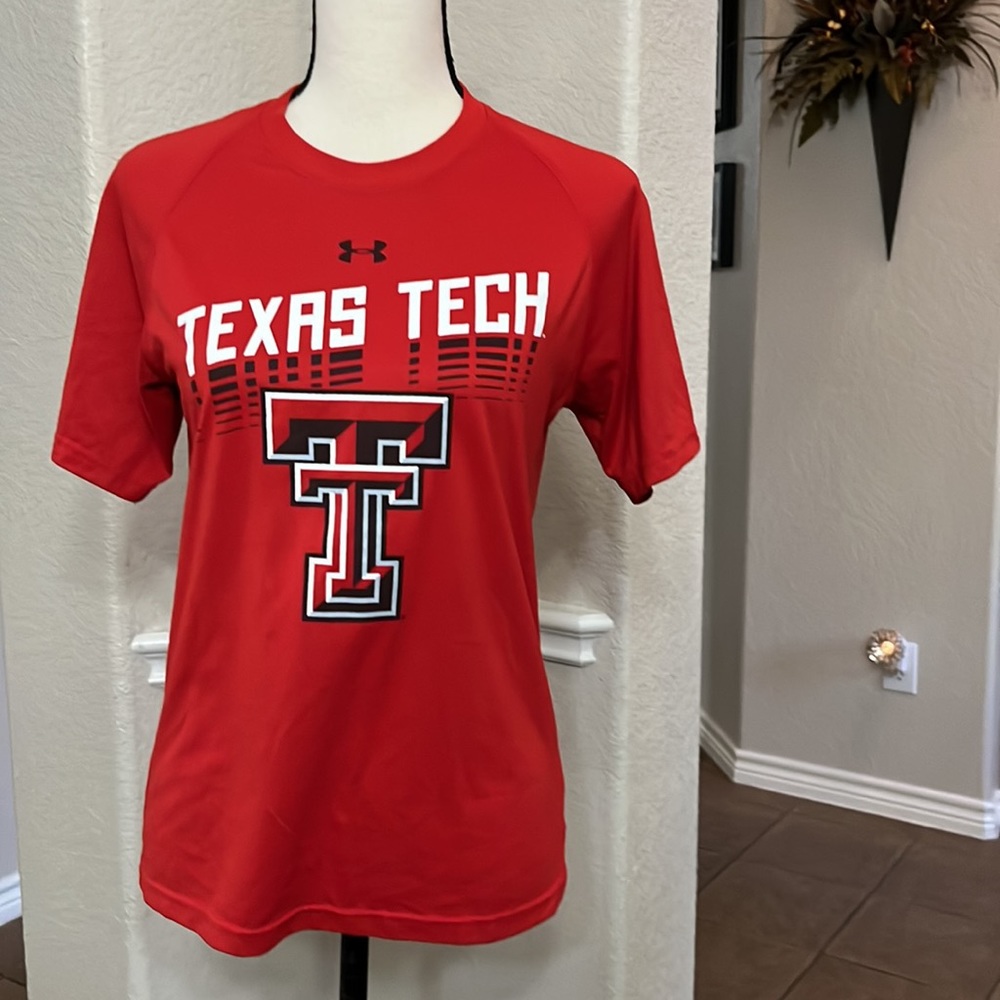 Under Armor red Texas Tech University athletic sports top shirt Size L